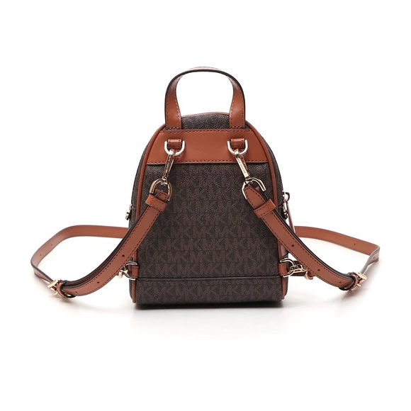 Michael Kors Rhea Zip small backpack brown gold - Picture 7 of 8
